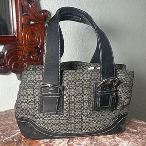 Coach Black and Gray Patterned Shoulder Bag